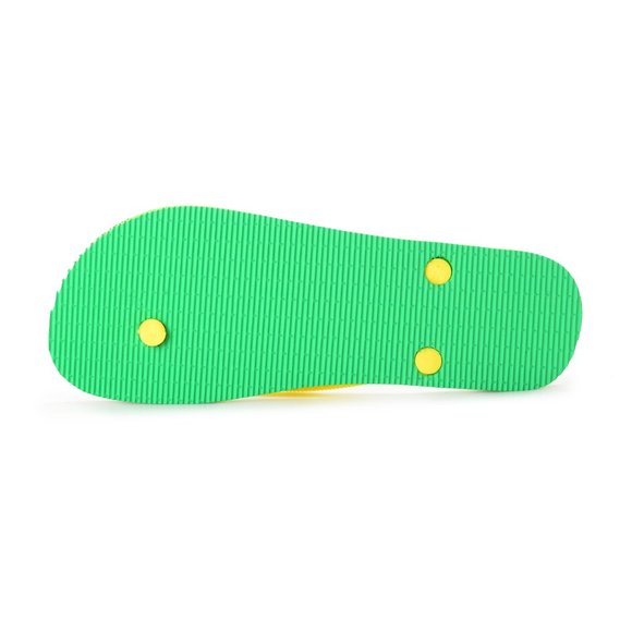 Philipp Plein Yellow/Green Rubber Logo Print Flip Flops Shoes